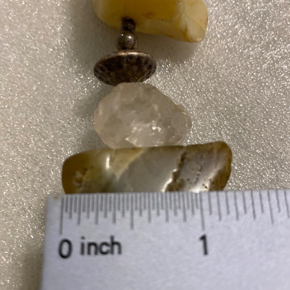 Amazing Natural Stone & Silver Statement Necklace - Yellow Opal, Citrine, Quartz - Picture 14 of 16